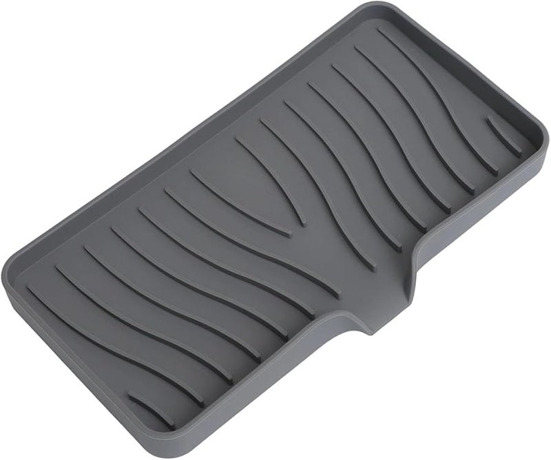 Gray Silicone Drying Mat with Drain Lip Waterproof Heat Resistant for Kitchen Tableware Sink Organizer - Image 5